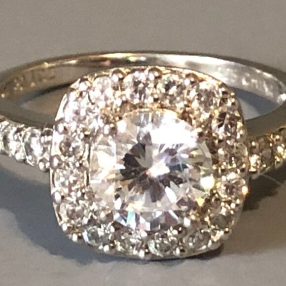 Sterling Silver PAJ CZ Cushion Cut Engagement Ring - Picture 1 of 4